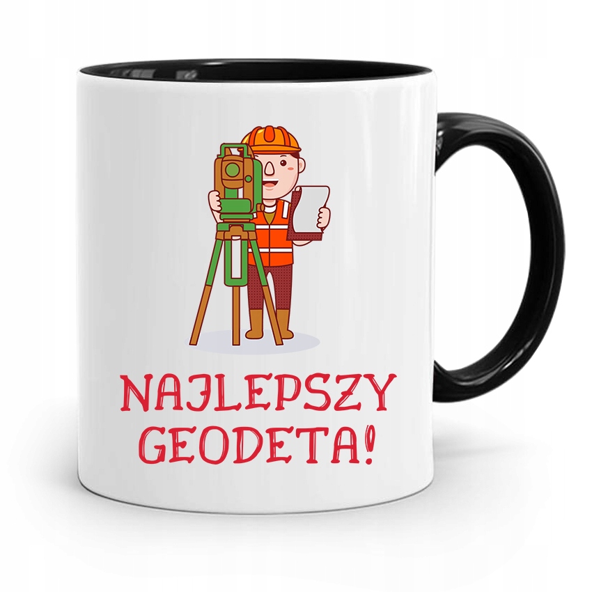 Kubek Czarny Dla Geodety Najlepszy Geodeta Z Nadrukiem Ze Zdjęciem
