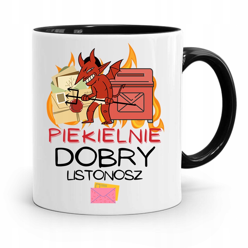 Kubek Czarny Dla Listonosza Piekielnie Dobry Z Nadrukiem Ze Zdjęciem