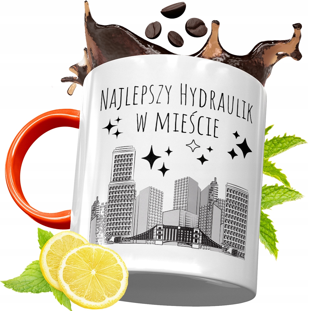 Kubek Pomarańczowy Dla Hydraulika Prezent Z Nadrukiem Ze Zdjęciem