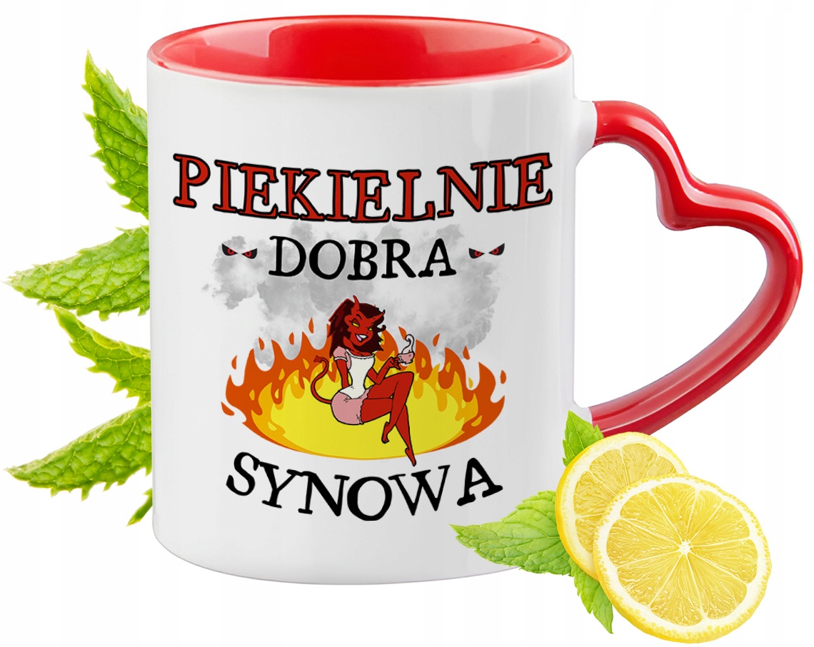 Dla Synowej Kubek Czerwony Z Uszkiem W Kształcie Serca Na Prezent