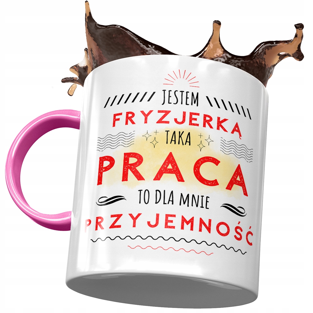 Kubek Różowy Dla Fryzjerki To Dla Mnie Przyjemność Z Nadrukiem Ze Zdjęciem