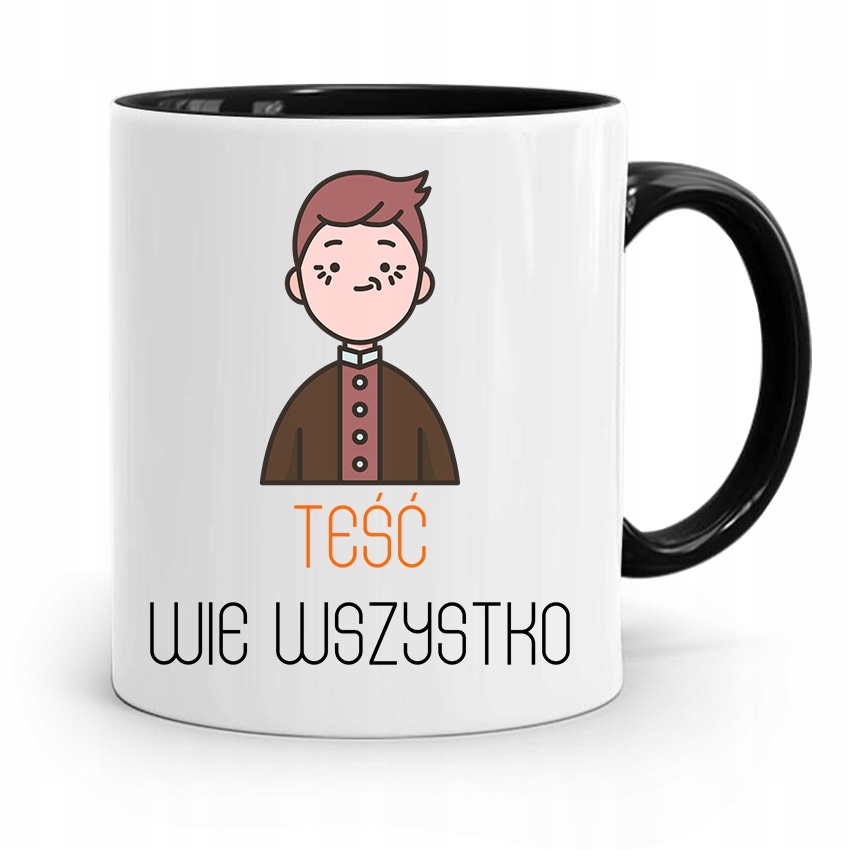 Kubek Czarny Dla Teścia Taty Teść Wie Wszystko Z Nadrukiem Ze Zdjęciem