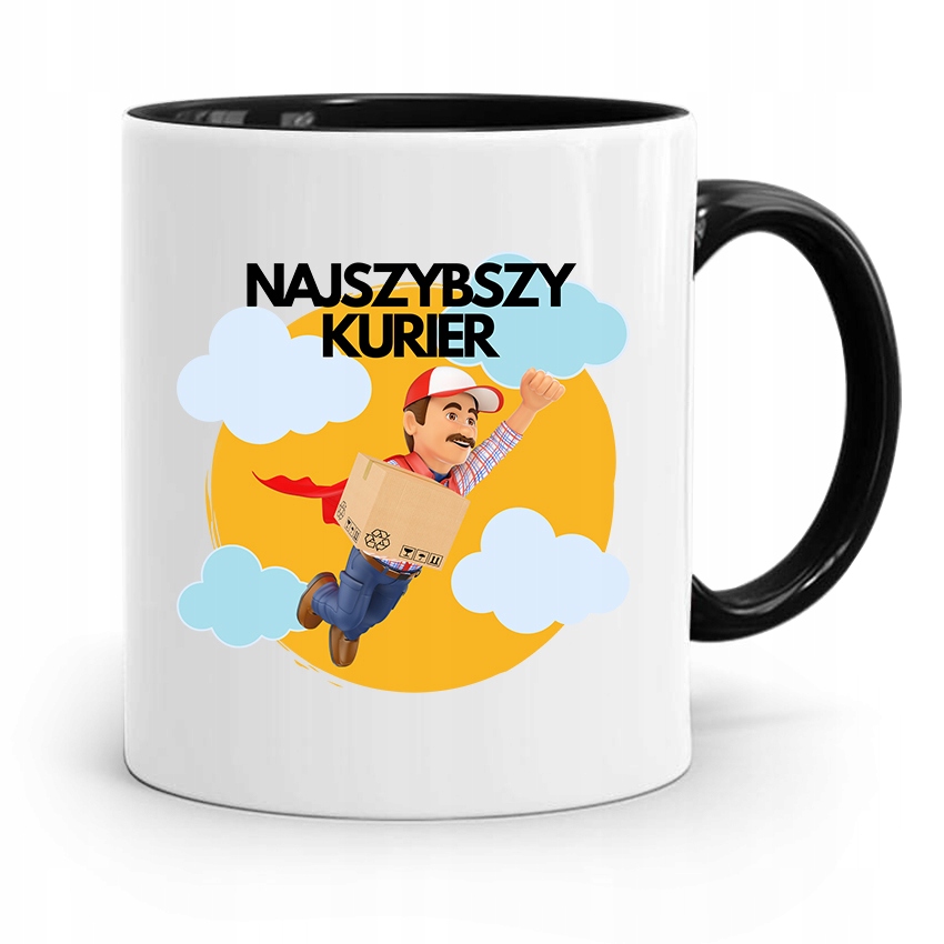 Kubek Czarny Dla Kuriera Najszybszy Kurier Prezent Z Nadrukiem Ze Zdjęciem