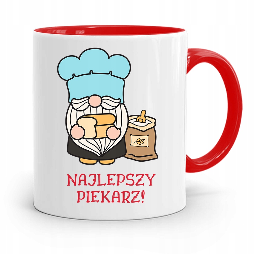 Kubek Czerwony Dla Piekarza Najlepszy Piekarz Z Nadrukiem Ze Zdjęciem