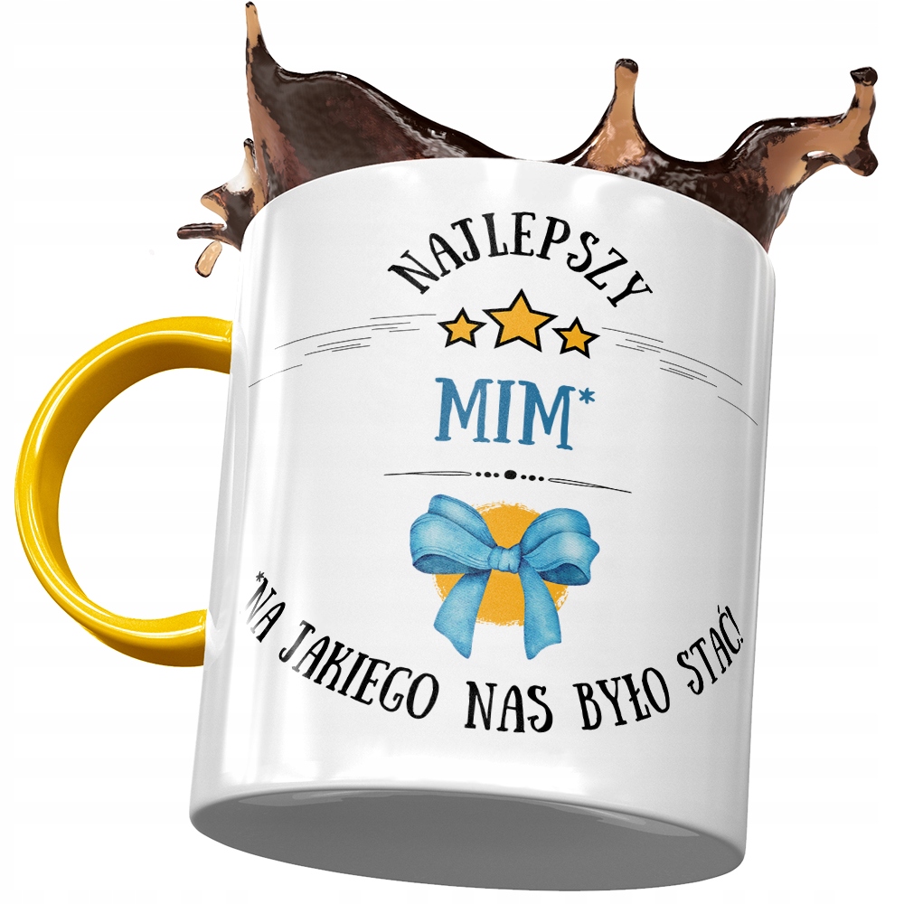 Kubek Żółty Dla Mima Najlepszy Mim Prezent Z Nadrukiem Ze Zdjęciem