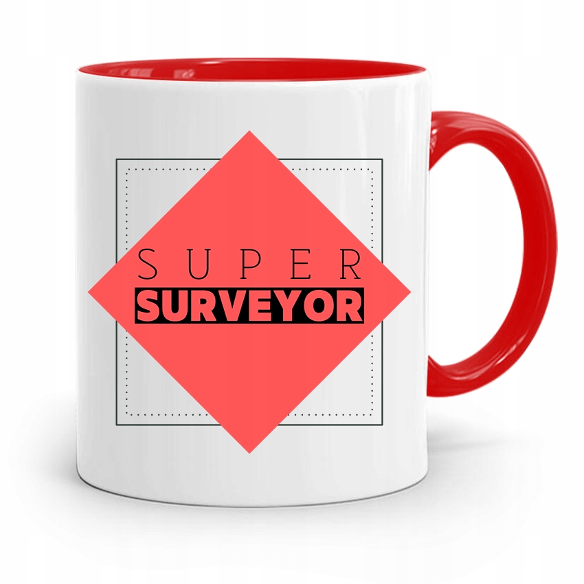 Kubek Czerwony Dla Geodety Super Surveyor Z Nadrukiem Ze Zdjęciem