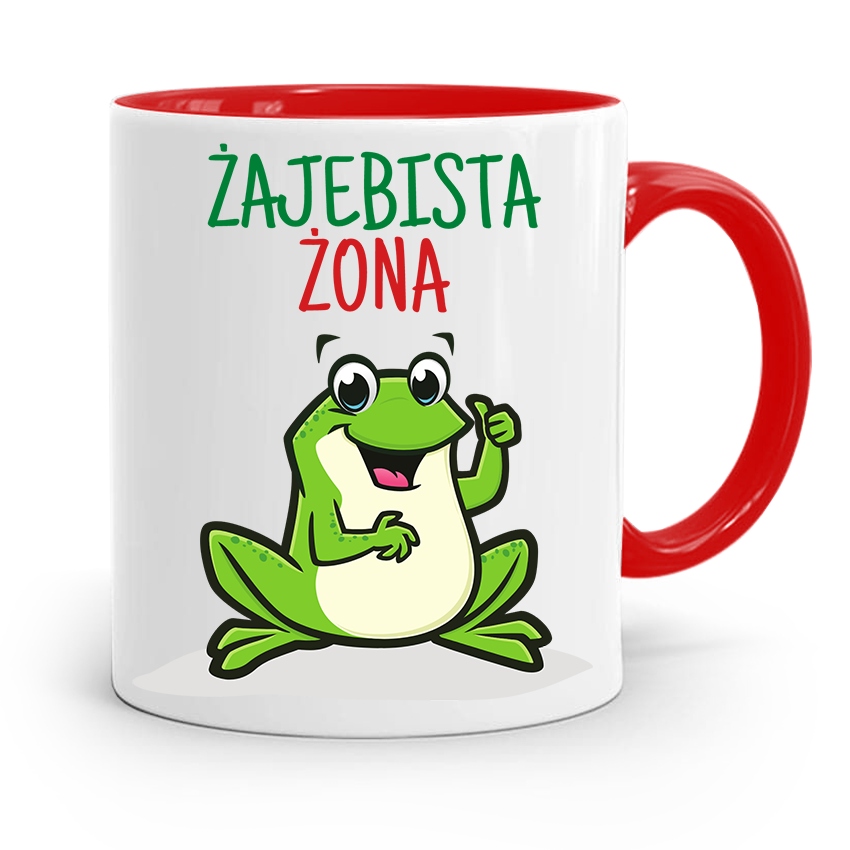 Kubek Czerwony Dla Dziewczyny Żajebista Żona Z Nadrukiem Ze Zdjęciem