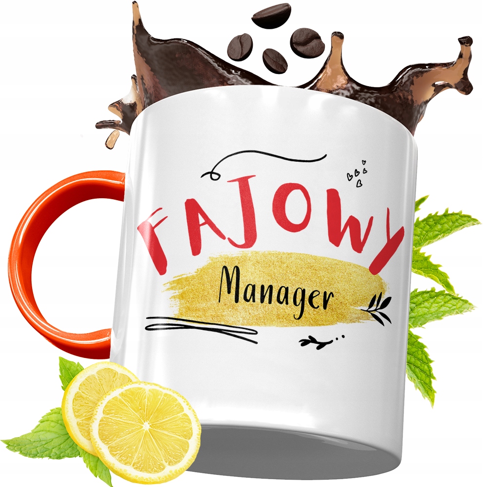 Kubek Pomarańczowy Dla Managera Prezent Z Nadrukiem Ze Zdjęciem