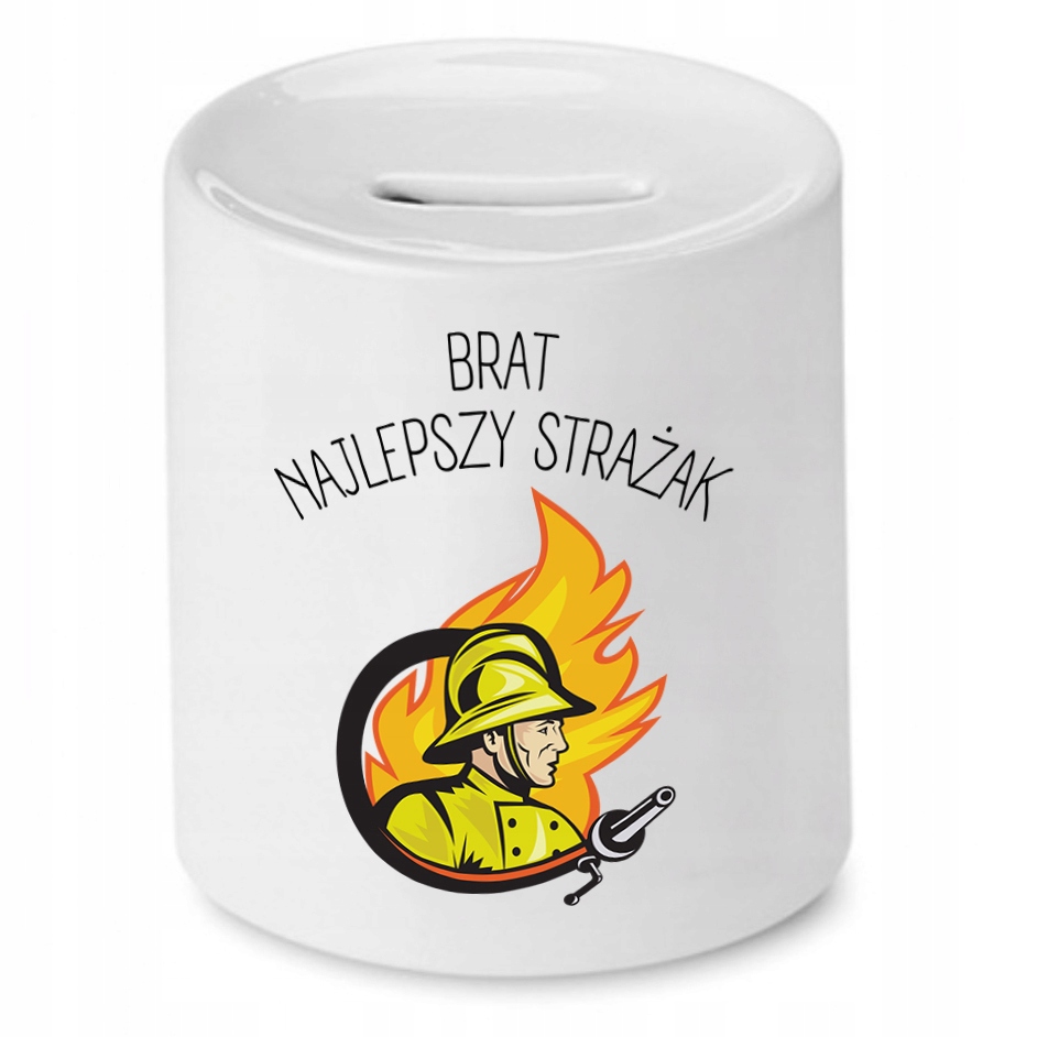 Skarbonka Dla Brata Najlepszy Strażak Prezent Z Nadrukiem Ze Zdjęciem