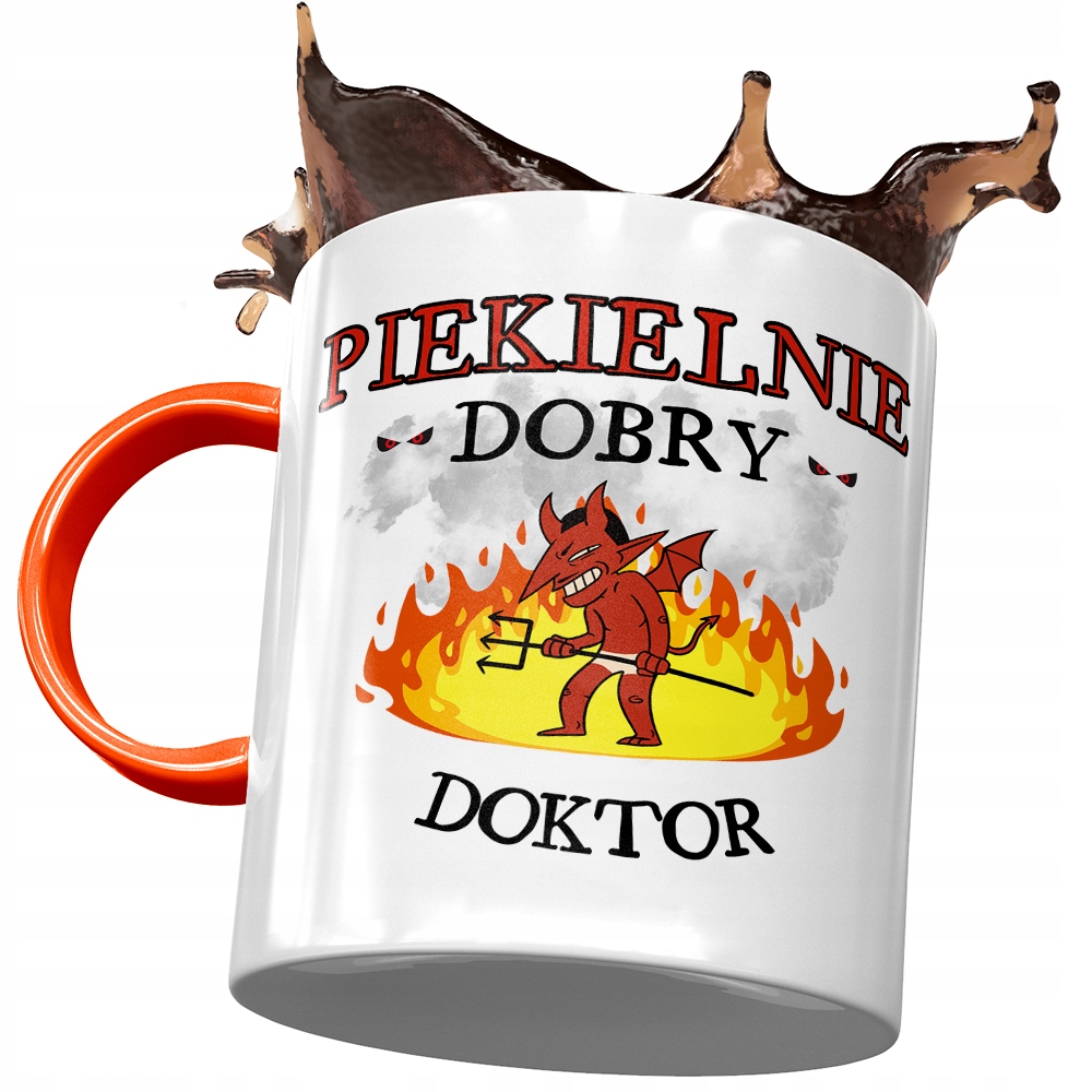 Kubek Pomarańczowy Dla Doktora Piekielnie Dobry Z Nadrukiem Ze Zdjęciem