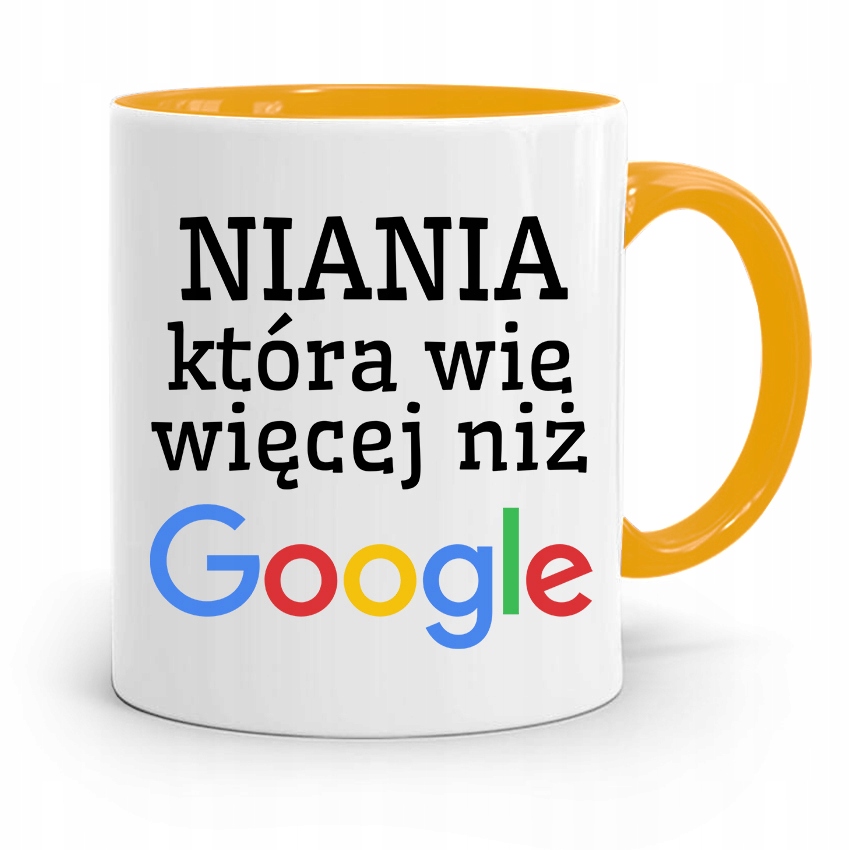 Dla Niani Opiekunki Kubek Żółty Na Prezent Z Nadrukiem Ze Zdjęciem