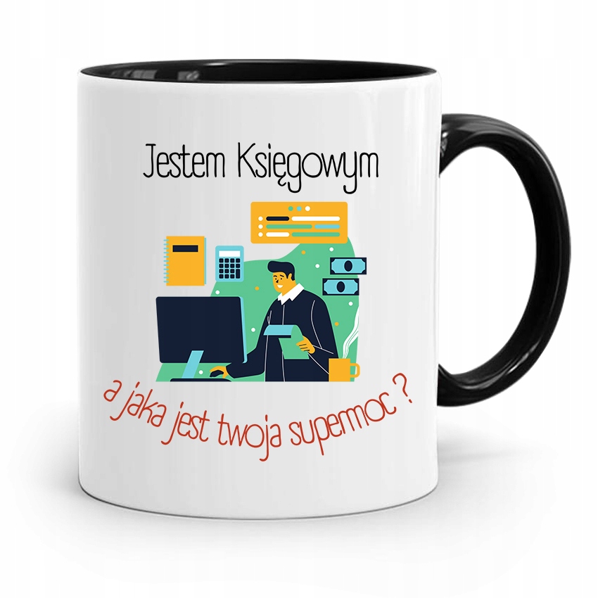 Kubek Czarny Prezent Dla Księgowej Księgowego Z Nadrukiem Ze Zdjęciem