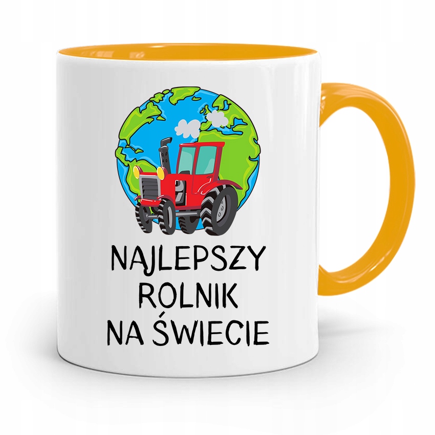 Dla Rolnika Kubek Zółty Najlepszy Rolnik Świata Z Nadrukiem Ze Zdjęciem