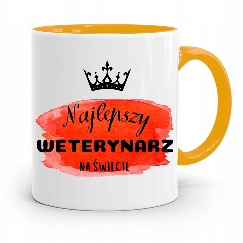 Kubek Żółty Weterynarza Najlepszy Weterynarz Z Nadrukiem Ze Zdjęciem