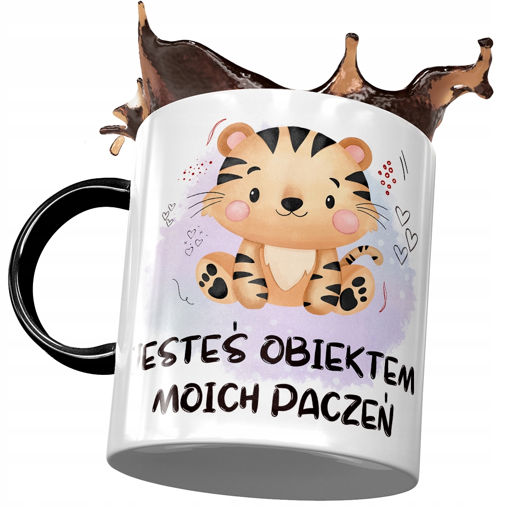 Kubek Czarny Z Tygryskiem Tygrysem Słodki Prezent Z Nadrukiem Ze Zdjęciem