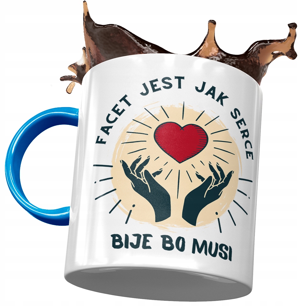 Kubek Błękitny Śmieszny Facet Jest Jak Serce Z Nadrukiem Ze Zdjęciem