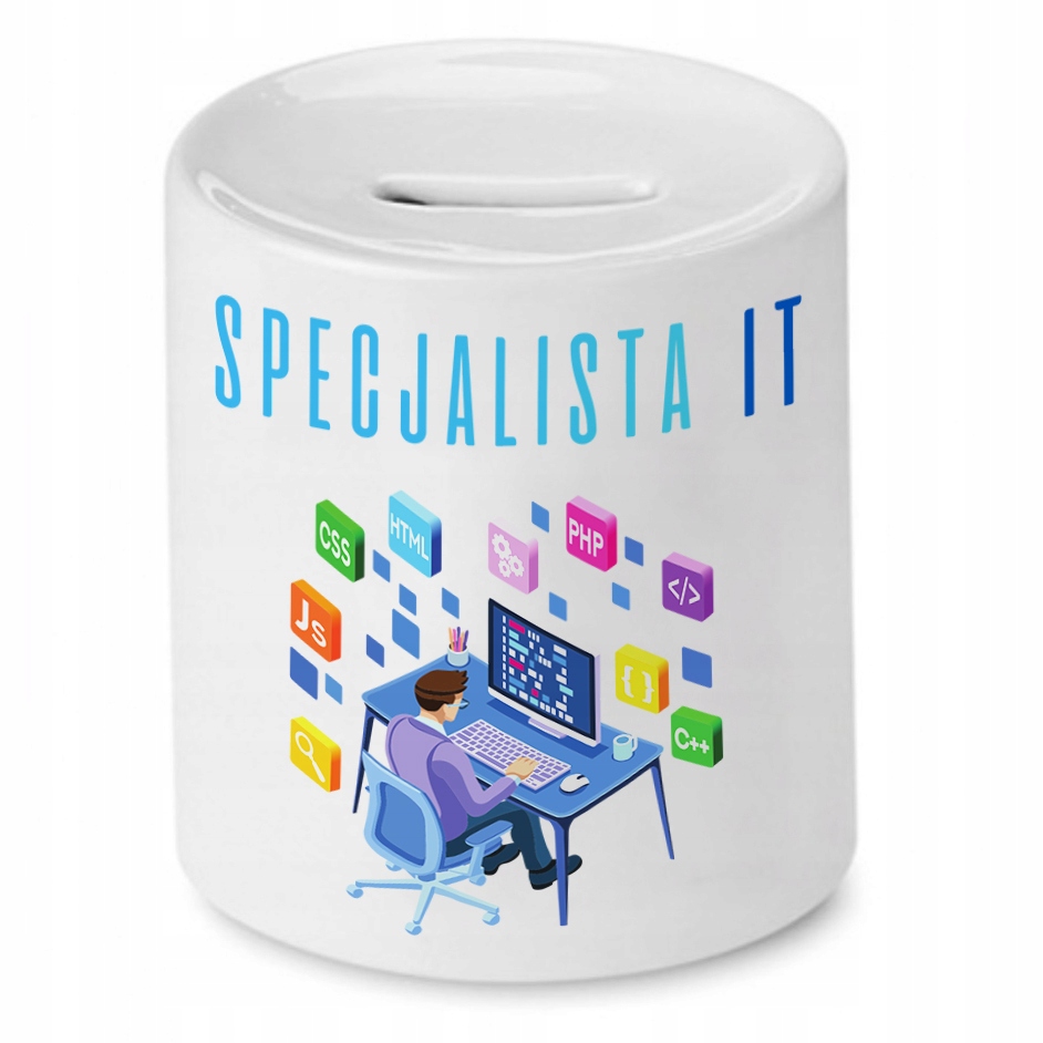 Skarbonka Informatyka Programisty Specjalista It Z Nadrukiem Ze Zdjęciem