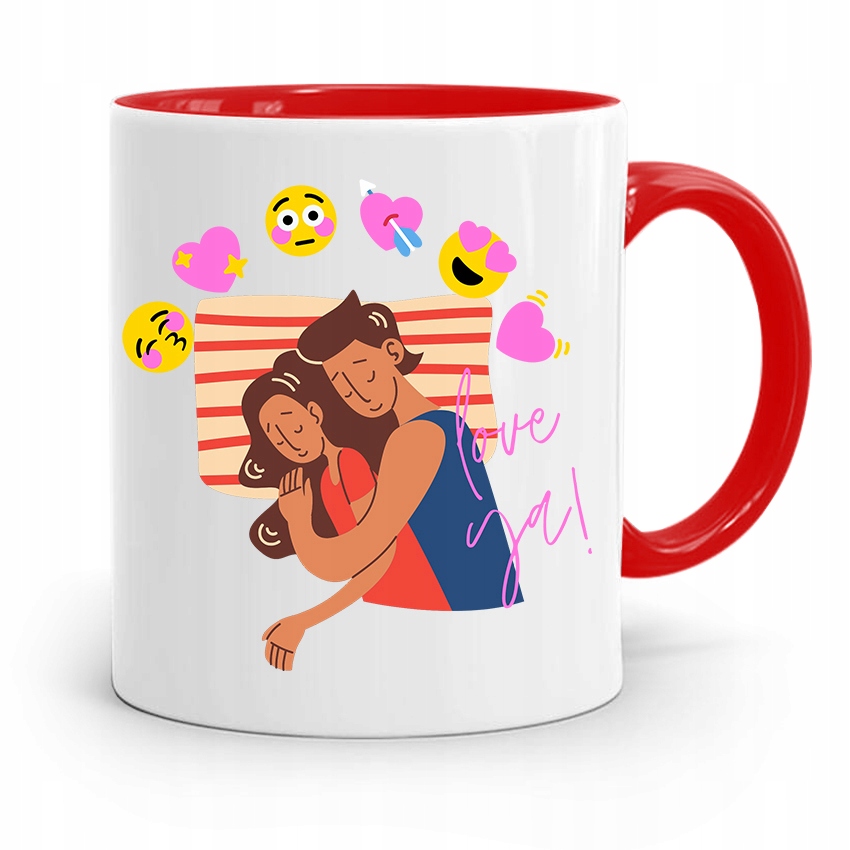Kubek Czerwony Na Walentynki Love You Prezent Z Nadrukiem Ze Zdjęciem