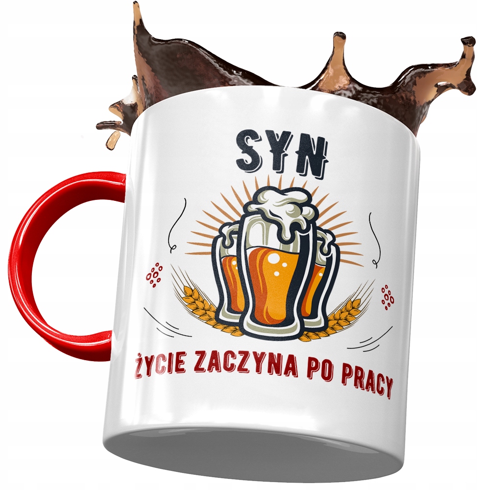 Kubek Czerwony Dla Syna Na Dzień Dziecka Prezent Z Nadrukiem Ze Zdjęciem