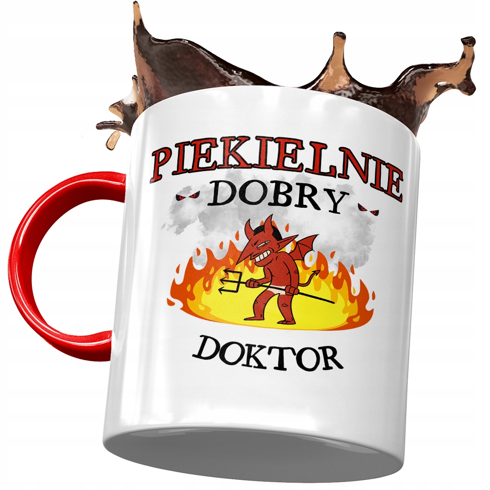 Kubek Czerwony Dla Doktora Piekielnie Dobry Doktor Z Nadrukiem Ze Zdjęciem