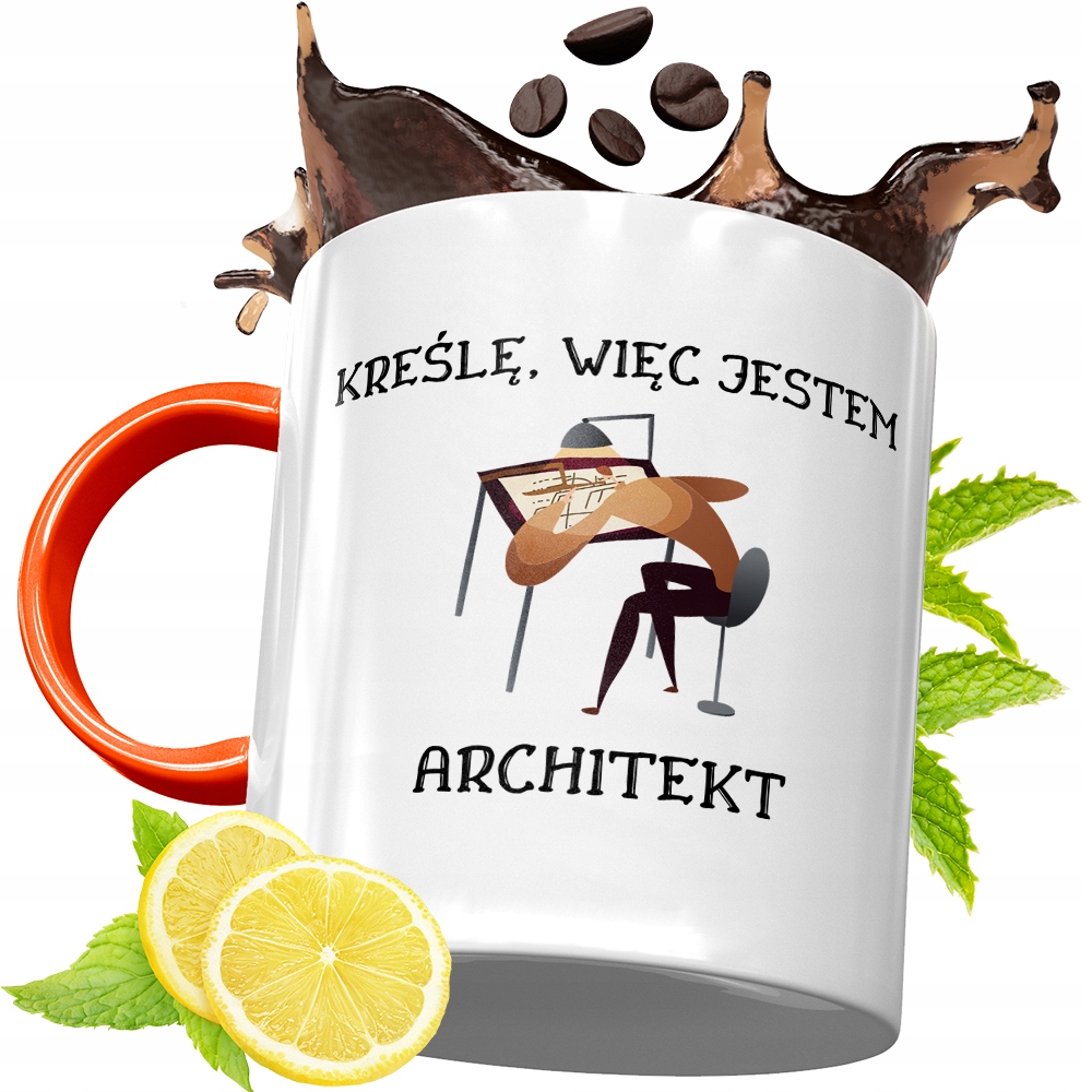 Kubek Pomarańczowy Dla Architekta Prezent Z Nadrukiem Ze Zdjęciem