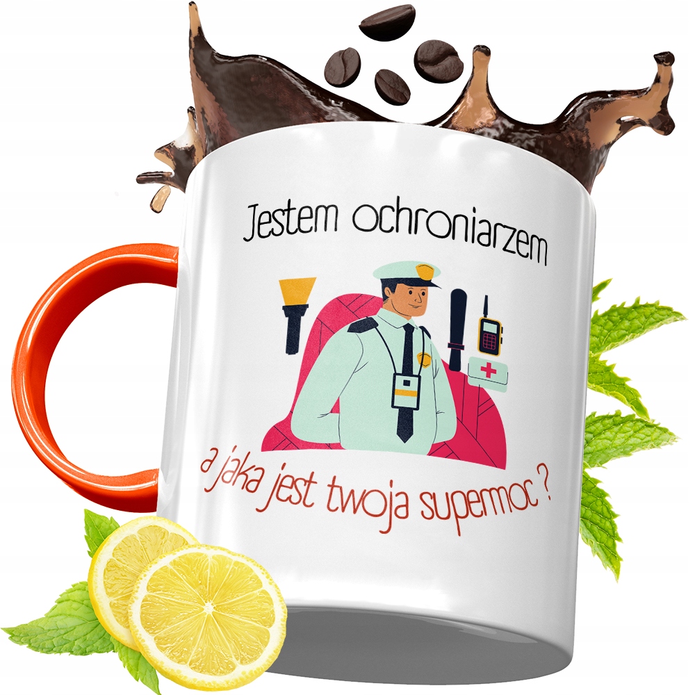 Kubek Pomarańczowy Dla Ochroniarza Prezent Z Nadrukiem Ze Zdjęciem