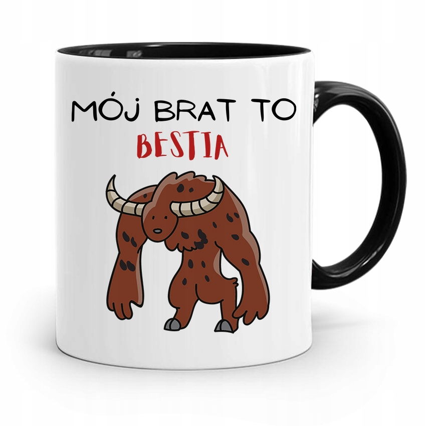 Kubek Czarny Prezent Dla Brata Mój Brat To Bestia Z Nadrukiem Ze Zdjęciem