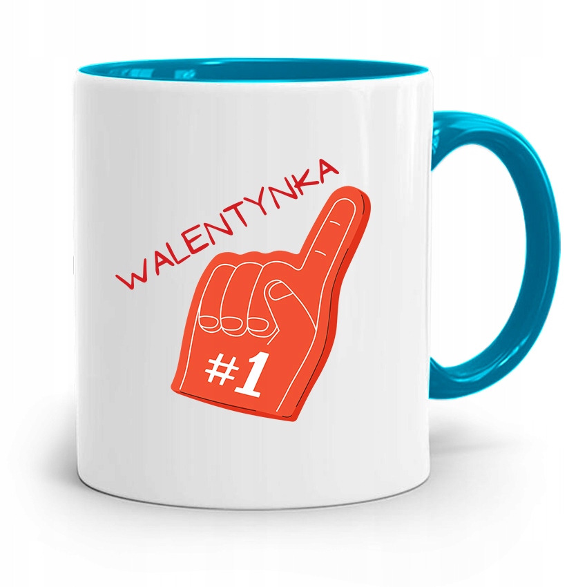 Kubek Błękitny Na Walentynki Numer Jeden Prezent Z Nadrukiem Ze Zdjęciem