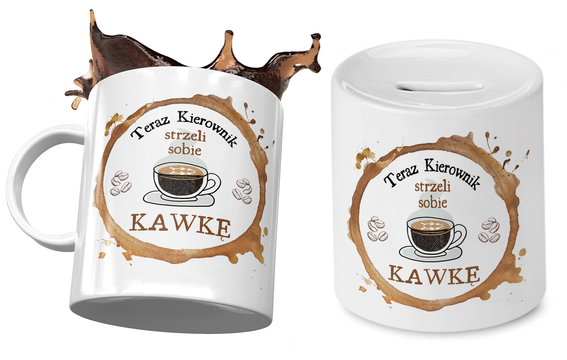 Dla Kierownika Zestaw Kubek + Skarbonka Na Prezent Z Nadrukiem Ze Zdjęciem