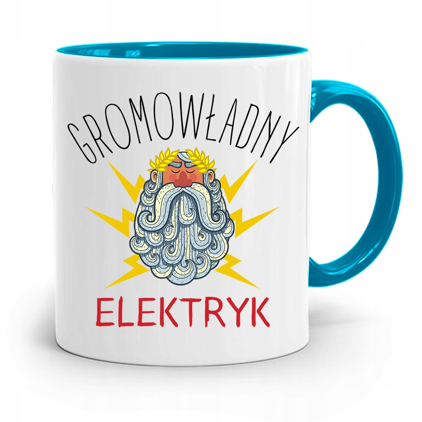 Kubek Błękitny Prezent Dla Gromowładnego Elektryka Z Nadrukiem Ze Zdjęciem