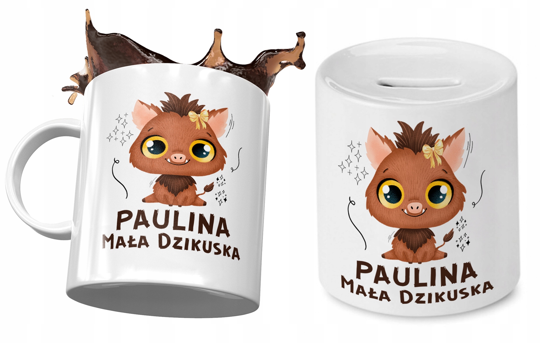 Dla Pauliny Zestaw Kubek + Skarbonka Dla Dziecka Z Nadrukiem Ze Zdjęciem