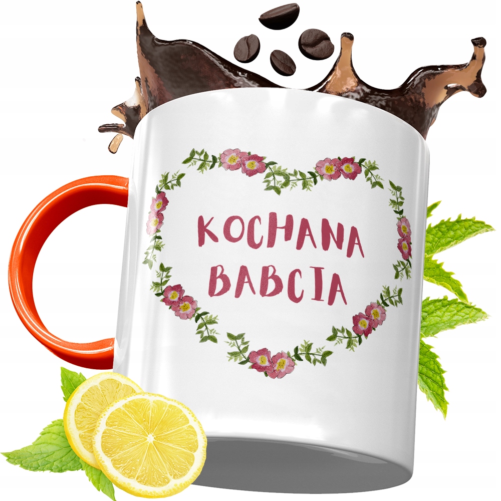 Kubek Pomarańczowy Dla Babci Dzień Babci Prezent Z Nadrukiem Ze Zdjęciem