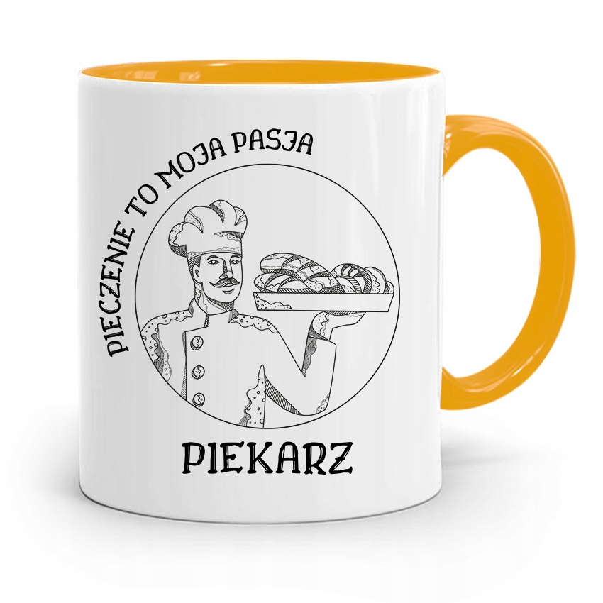 Kubek Żółty Dla Piekarza Pieczenie To Moja Pasja Z Nadrukiem Ze Zdjęciem