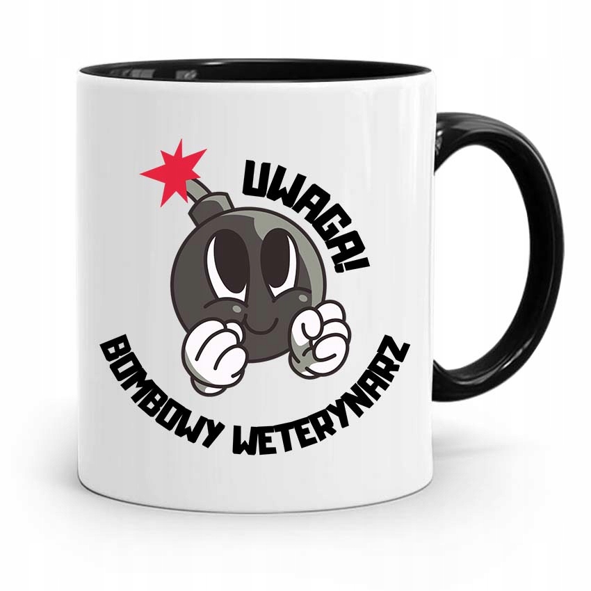 Kubek Czarny Dla Weterynarza Bombowy Weterynarz Z Nadrukiem Ze Zdjęciem