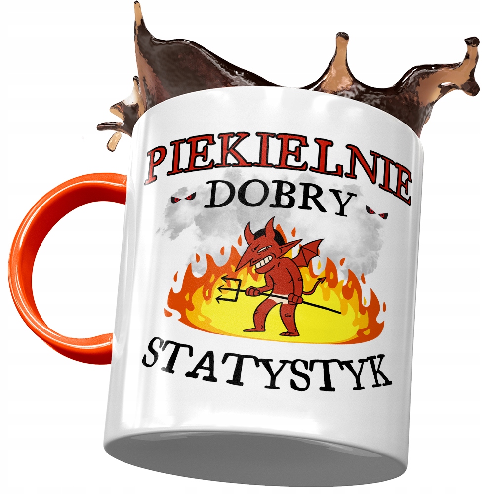 Kubek Pomarańczowy Dla Statystyka Piekielnie Dobry Z Nadrukiem Ze Zdjęciem