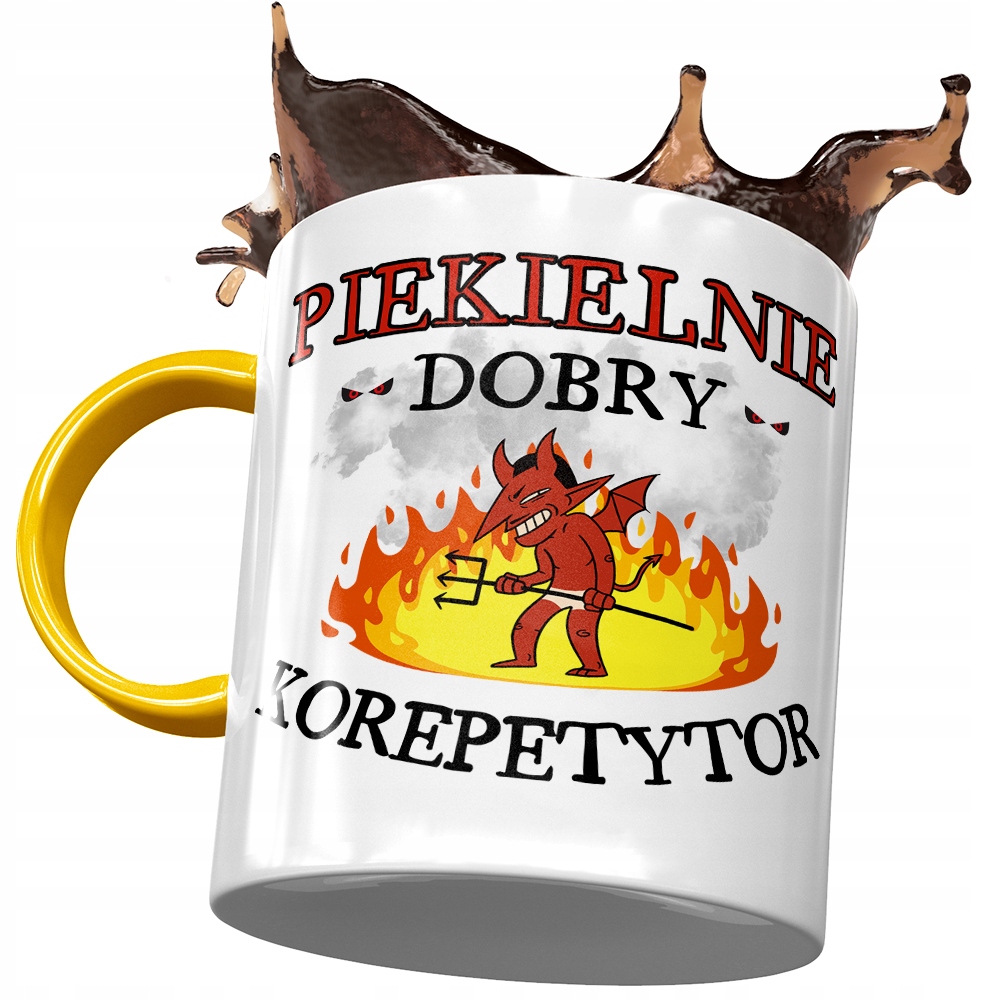 Kubek Żółty Dla Korepetytora Piekielnie Dobry Z Nadrukiem Ze Zdjęciem