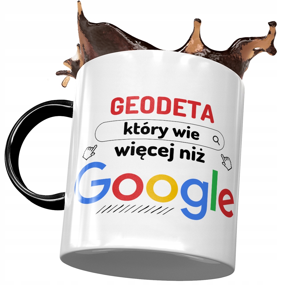 Kubek Czarny Dla Geodety Wie Więcej Niż Google Z Nadrukiem Ze Zdjęciem