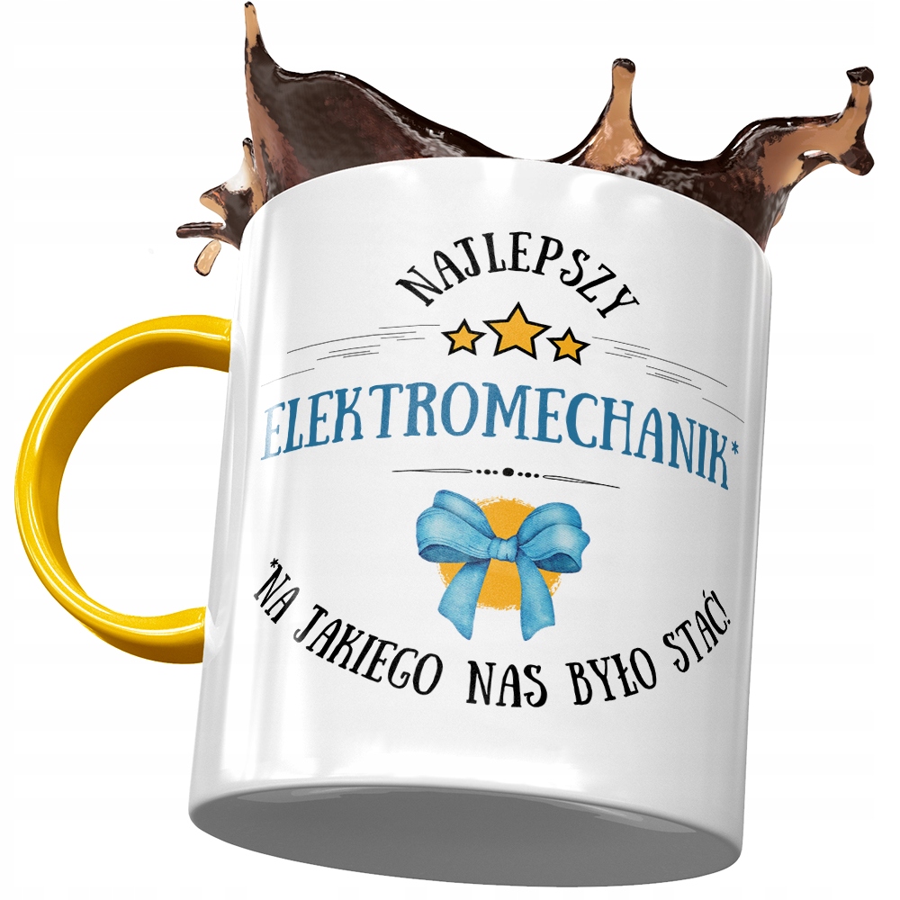 Kubek Żółty Dla Elektromechanika Najlepszy Kubek Z Nadrukiem Ze Zdjęciem