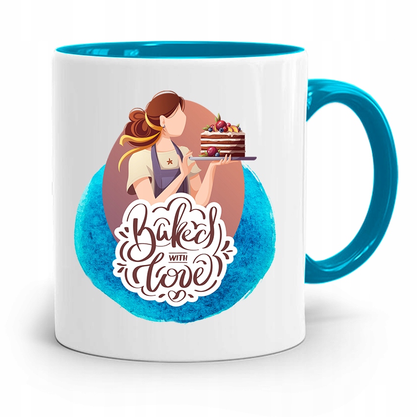 Kubek Błękitny Dla Piekarza Baked With Love Z Nadrukiem Ze Zdjęciem