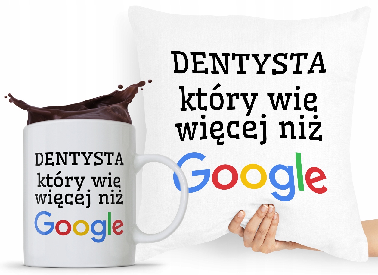 Zestaw Poduszka + Kubek Dla Dentysty Stomatologa Z Nadrukiem Ze Zdjęciem