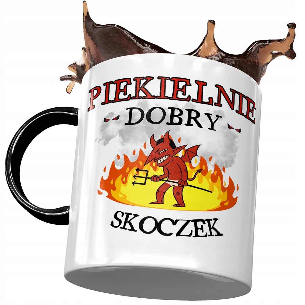 Kubek Czarny Dla Skoczka Piekielnie Dobry Skoczek Z Nadrukiem Ze Zdjęciem