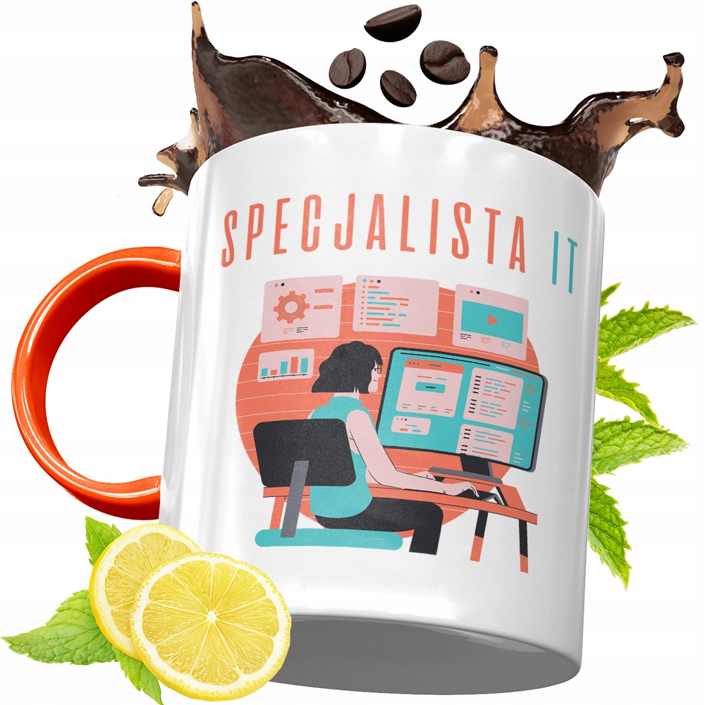 Kubek Pomarańczowy Dla Informatyka Programisty Z Nadrukiem Ze Zdjęciem