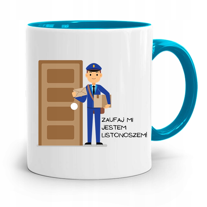 Kubek Błękitny Prezent Dla Listonosza Zaufaj Mi Z Nadrukiem Ze Zdjęciem