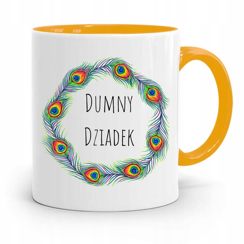Kubek Żółty Prezent Na Dzień Dziadka Dumny Dziadek Z Nadrukiem Ze Zdjęciem