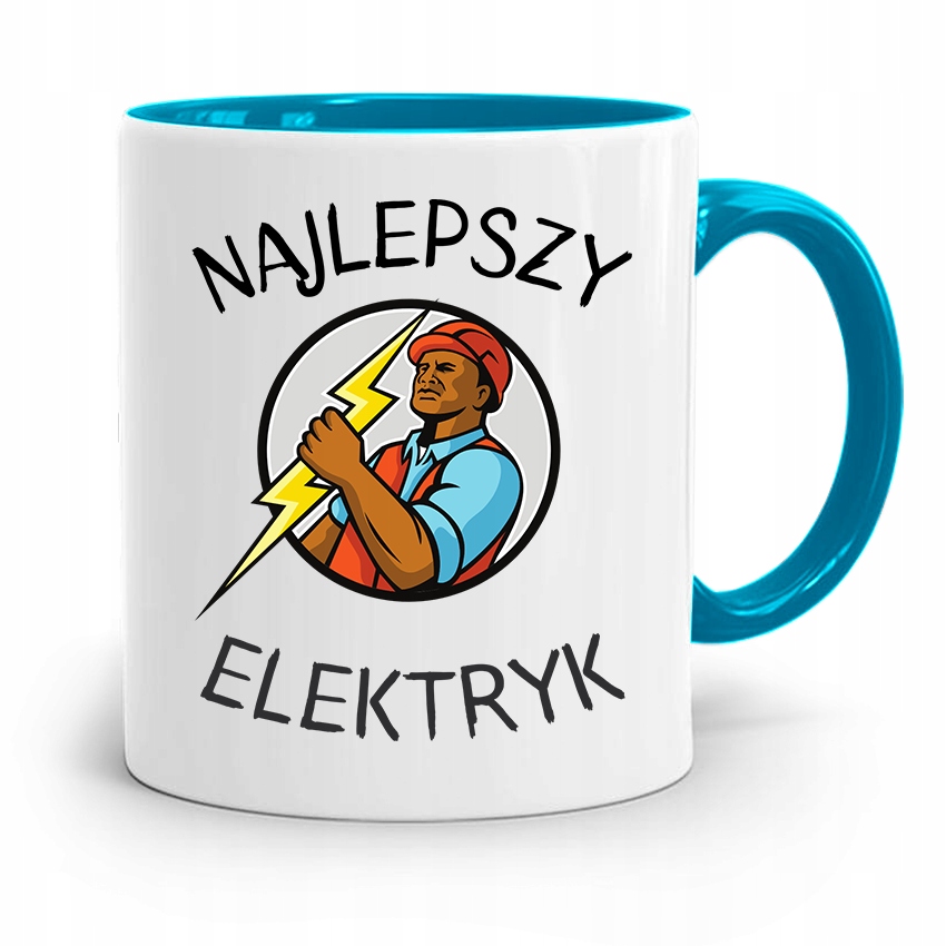 Kubek Błękitny Najlepszy Prezent Dla Elektryka Z Nadrukiem Ze Zdjęciem