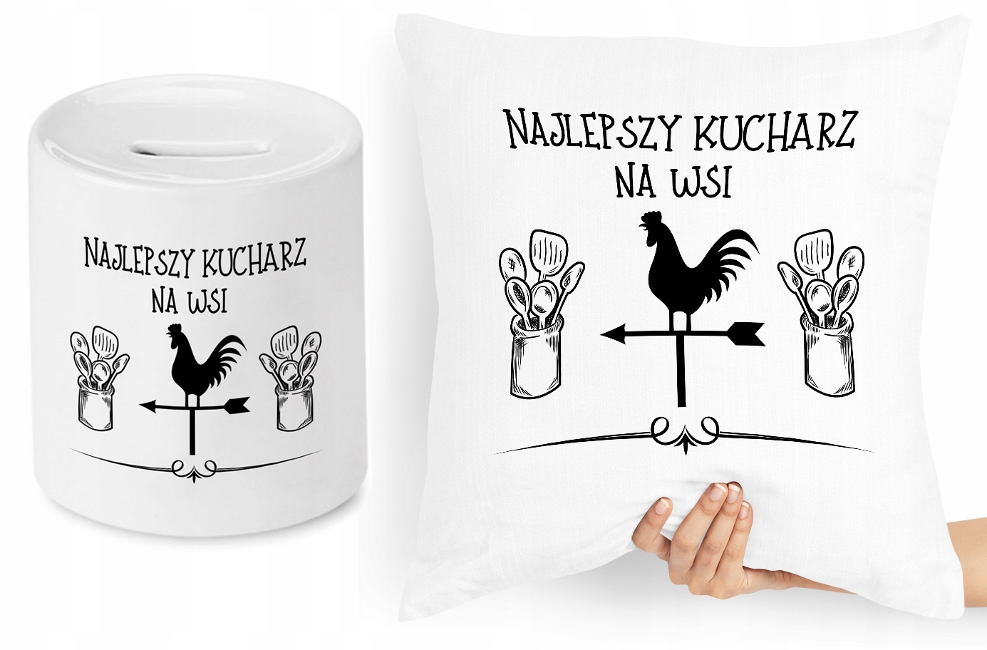 Dla Kucharza Zestaw Poduszka + Skarbonka Prezent Z Nadrukiem Ze Zdjęciem