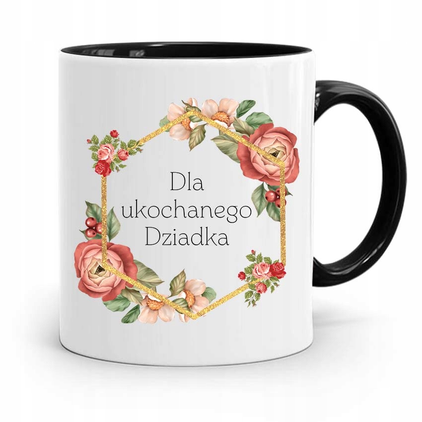 Kubek Czarny Prezent Dla Ukochanego Dziadka Z Nadrukiem Ze Zdjęciem