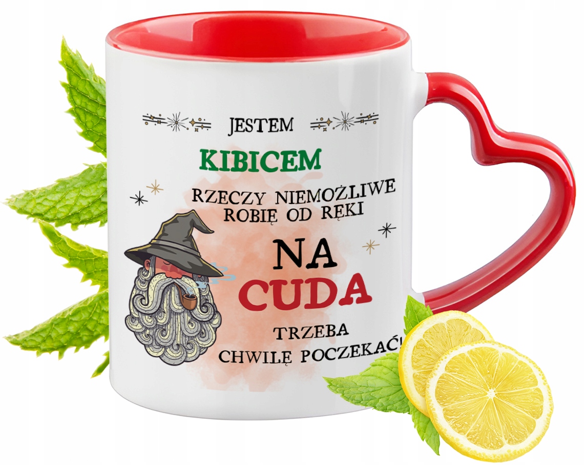 Kubek Dla Kibica Czerwony Z Uszkiem W Kształcie Serca Na Prezent