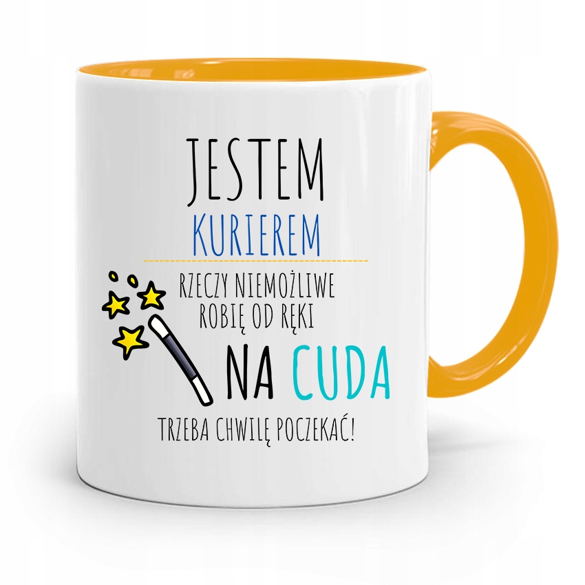 Kubek Żółty Dla Kuriera Jestem Kurierem Prezent Z Nadrukiem Ze Zdjęciem