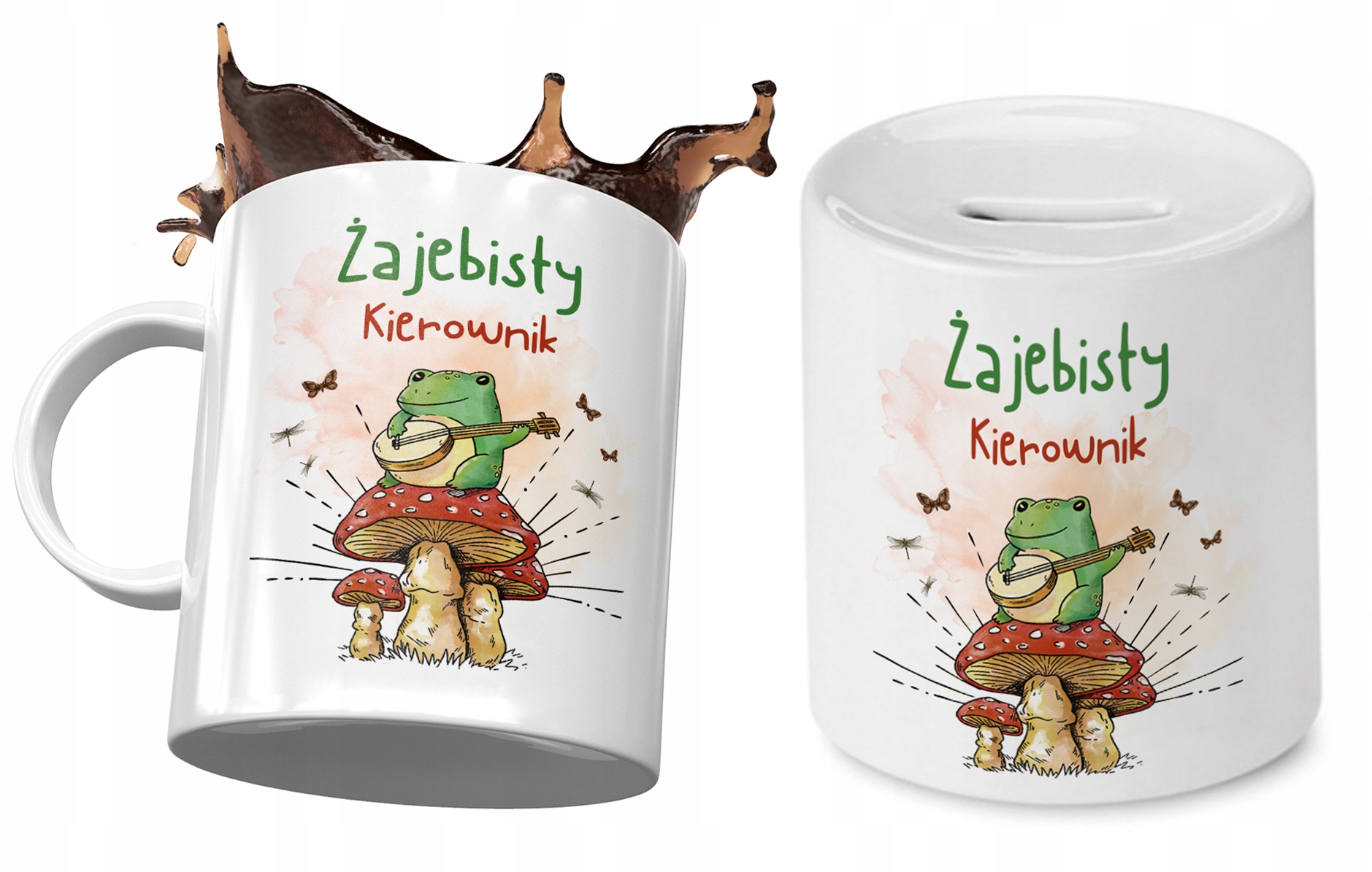 Dla Kierownika Zestaw Kubek + Skarbonka Na Prezent Z Nadrukiem Ze Zdjęciem